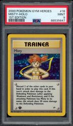 Misty Holo 1st Edition PSA 9 - 18/132 - Gym Heroes 2000, Foil, Losse kaart, Zo goed als nieuw, Verzenden