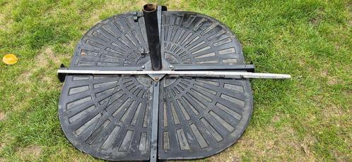 Parasolvoet met gewichten 64kg, Tuin en Terras, Parasols, Gebruikt, Parasolvoet, 1 tot 2 meter, Ophalen