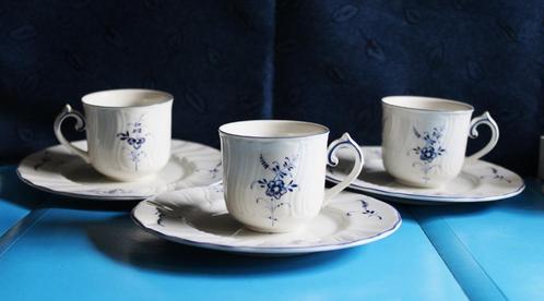 3 Mokka-tassen met Ondertas ~Villeroy Boch Vieux Luxembourg~, Antiek en Kunst, Antiek | Keramiek en Aardewerk, Ophalen of Verzenden