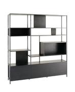 3-deurs zwarte houten/metalen boekenkast Maisons du Monde, 25 à 50 cm, Avec porte(s), 150 à 200 cm, Comme neuf