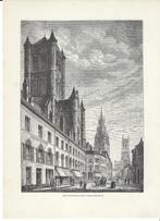 1880 - Gent - Belfort, Sint-Nicolaaskerk & Sint-Baafs, Antiek en Kunst, Kunst | Etsen en Gravures, Ophalen of Verzenden