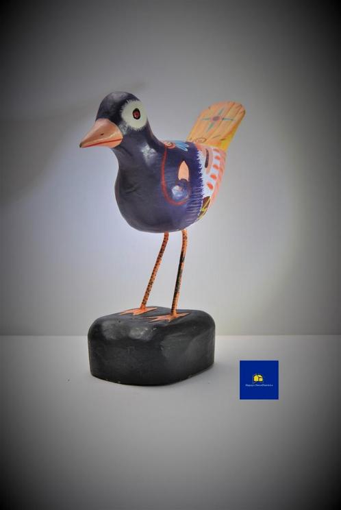 Handycraft houten sculpture kleurrijke Paradijsvogel, Antiek en Kunst, Kunst | Beelden en Houtsnijwerken, Ophalen of Verzenden