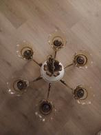 MAGNIFIQUE lustre en porcelaine blanche 6 bobèches dorées, Antiquités & Art, Enlèvement