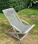 Opklapbare Bristol Teak deckchair met textileen, Ophalen, Gebruikt, Textileen, Inklapbaar