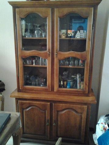 vitrine merisier + bar et 2 tabourets, Enlèvement, Utilisé