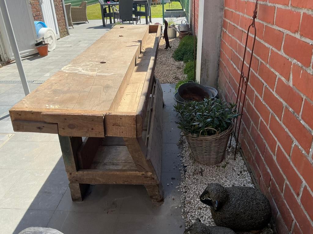 Oude werkbank voor landelijk interieur, Antiek en Kunst, Ophalen