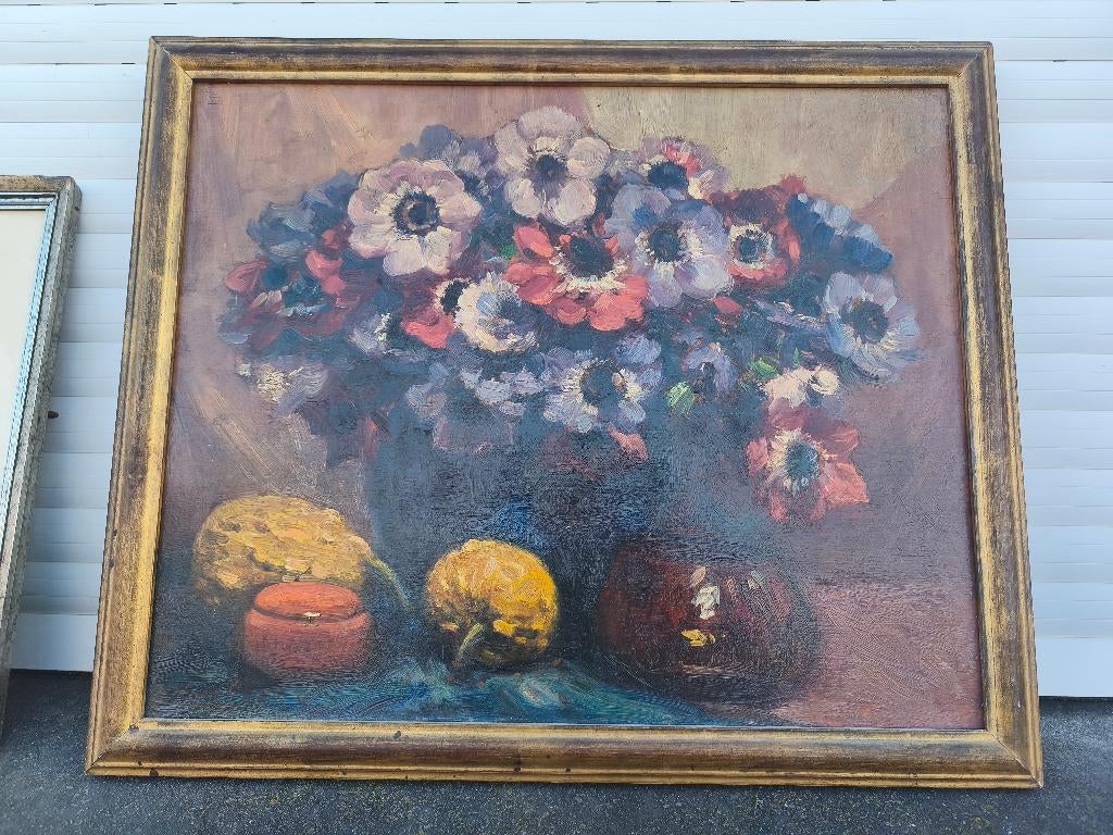 Huile sur panneau fleurs signe louis clesse, Antiek en Kunst, Kunst | Schilderijen | Klassiek, Ophalen of Verzenden