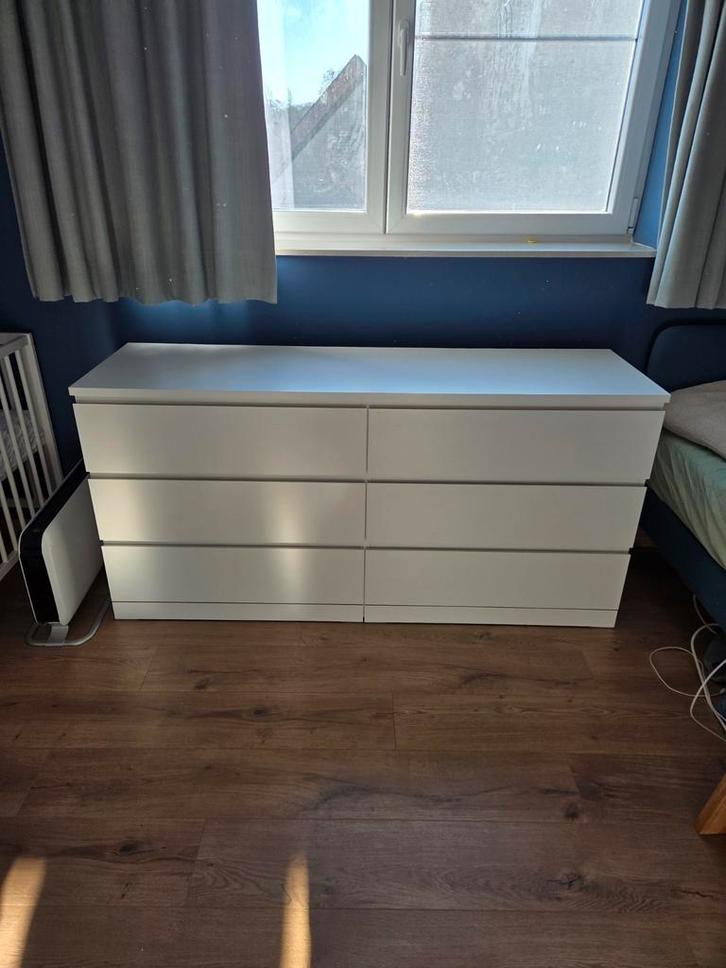 IKEA MALM commode – blanc (matte) – 6 tirroirs – 160 cm, Maison & Meubles, Armoires | Commodes, Enlèvement