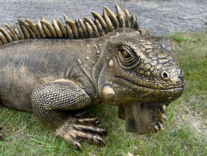 Iguane, bronze, jardin, piscine, étang, salamandre 100 cm, Jardin & Terrasse, Statues de jardin, Neuf, Animal, Synthétique, Enlèvement