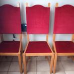 Chaises classiques en chêne avec velours rouge, seulement 5, Maison & Meubles, Chaises, Enlèvement, Rouge