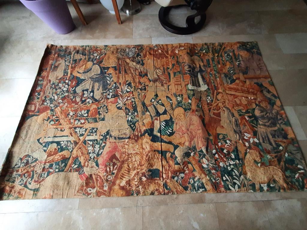 Wandtapijt Le Bucheron, Antiquités & Art, Tapis & Textile, Enlèvement