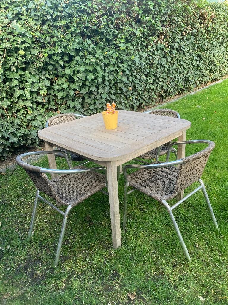 Tafel in teak, Ophalen, 4 zitplaatsen, Gebruikt, Teakhout