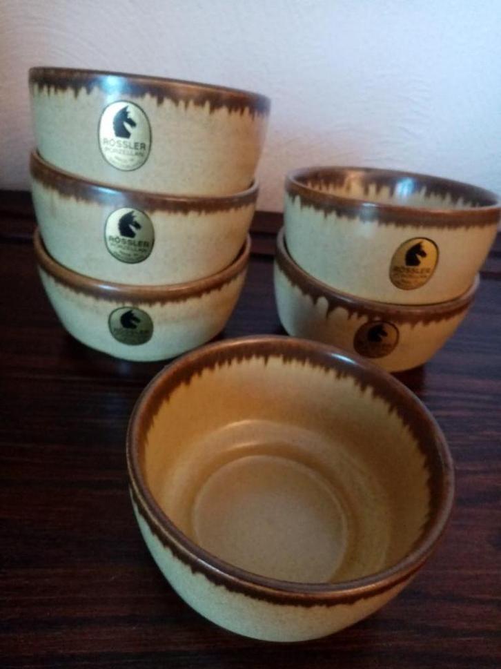 Rössler 6 antieken porzellan kommen schalen 11cm / 6,5 cm, Antiek en Kunst, Antiek | Servies los, Ophalen of Verzenden