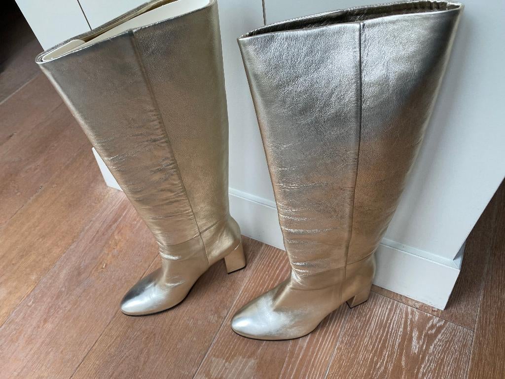 MANFIELD goudkleurige hoge laarzen - 39 - NIEUW, Hoge laarzen, Overige kleuren, Nieuw, Ophalen of Verzenden