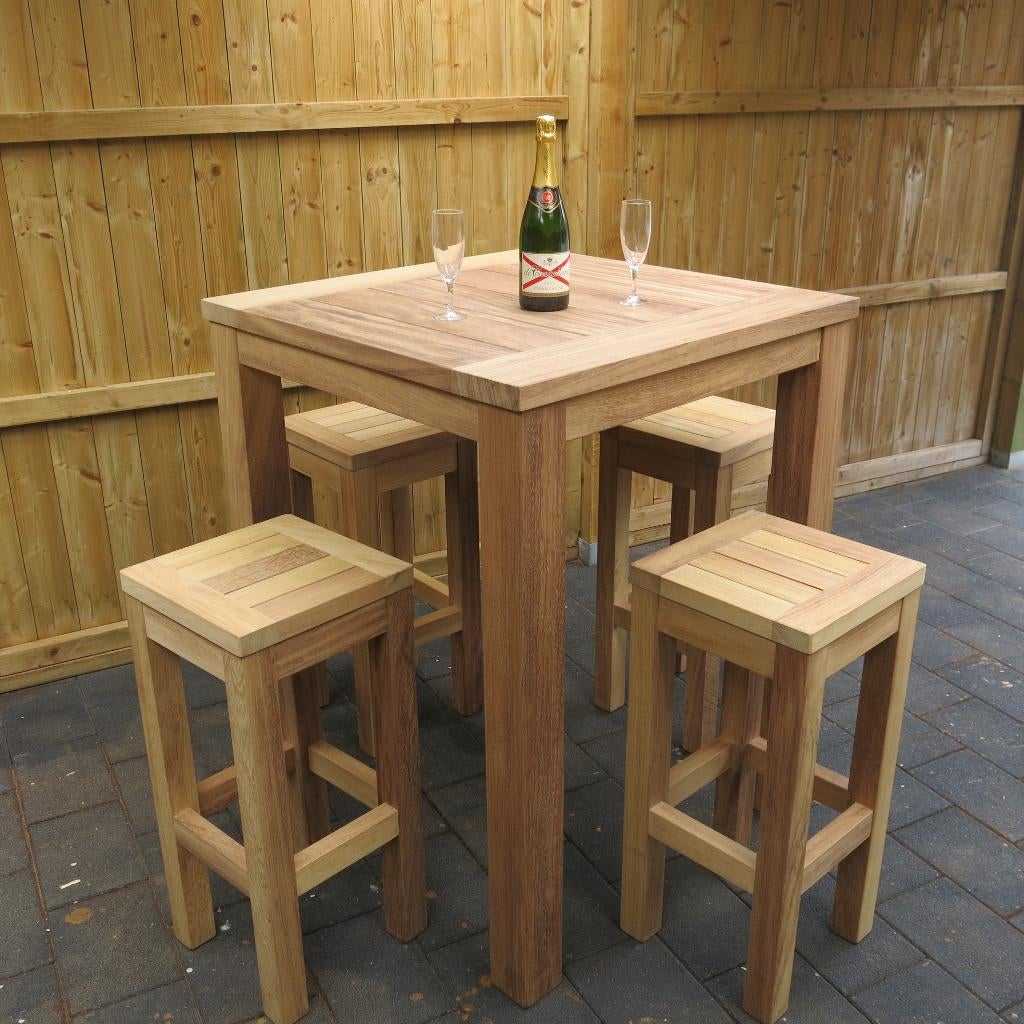 te koop teak bar set, Tuin en Terras, Ophalen, 4 zitplaatsen, Teakhout, Nieuw