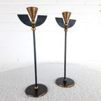 2x vintage Memphis Milano kandelaren jaren 80, Enlèvement ou Envoi, Bleu, Or