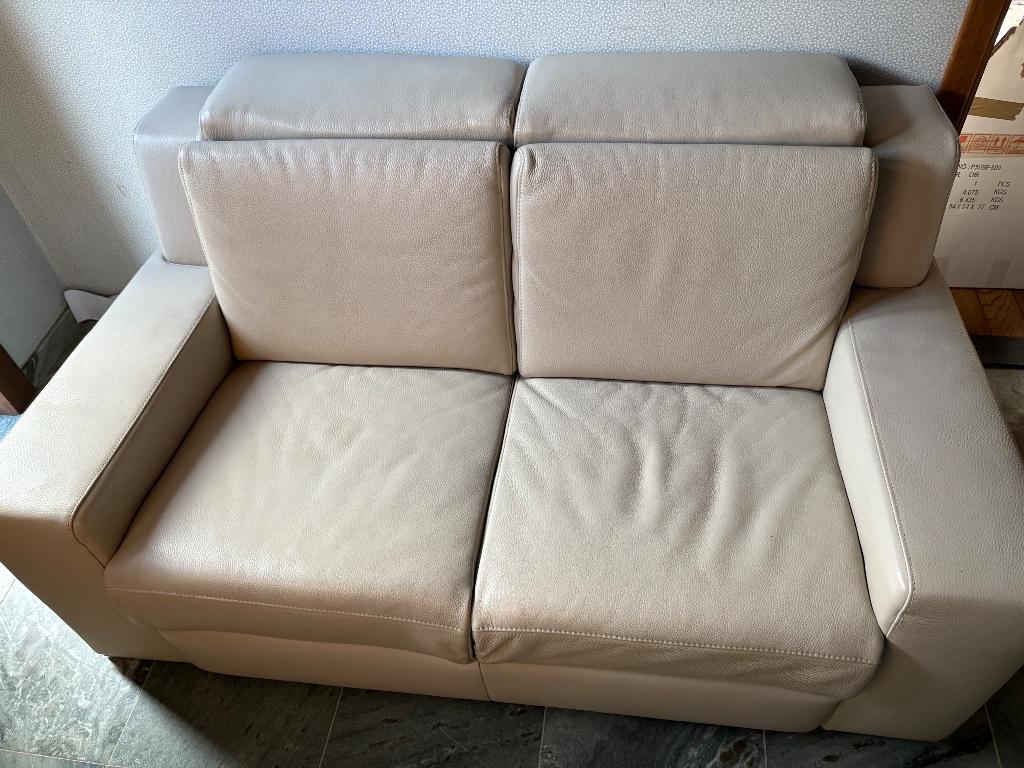 Lederen tweezit, Ophalen, 150 tot 200 cm, Tweepersoons, Zo goed als nieuw