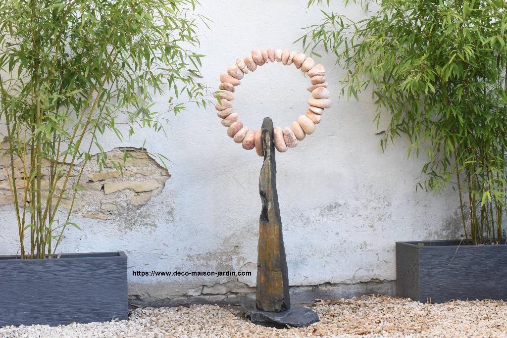 Sculpture en Galets Roses Beiges - Décoration Statue Jardin, Jardin & Terrasse, Enlèvement ou Envoi, Neuf, Pierre