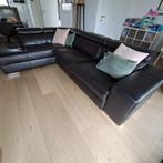 Bruine lederen salon, Ophalen, 250 tot 300 cm, Gebruikt, Hoekbank