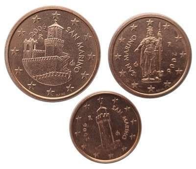 San-Marino - 1+2 +5 cent 2006, Postzegels en Munten, Munten | Europa | Euromunten, Ophalen of Verzenden, San Marino, Overige waardes