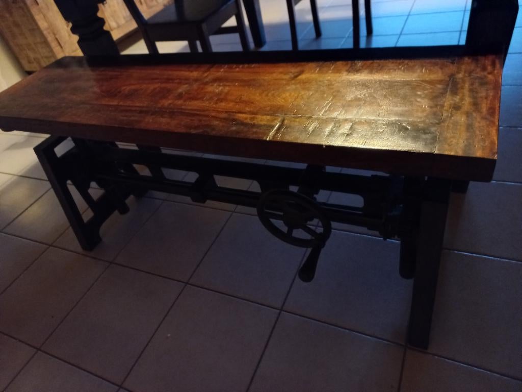 Industriele koloniale verstelbare bank, Ophalen, Zo goed als nieuw, Hout