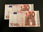 2x €10,- Trichet - Nederland (P) - oplopende nummers UNC!!, Postzegels en Munten, Bankbiljetten | Europa | Eurobiljetten, Ophalen of Verzenden