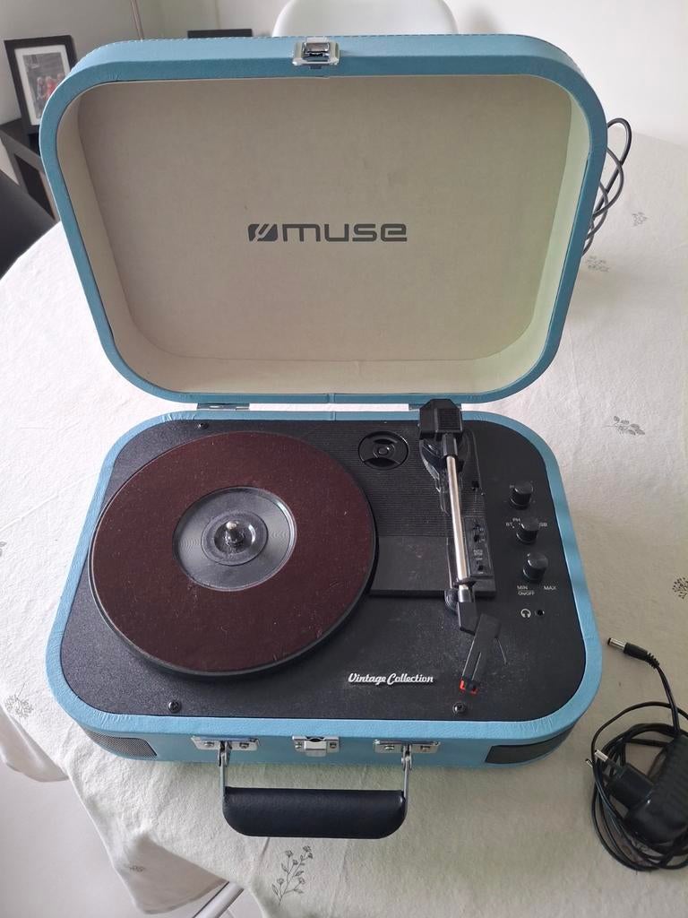 Blauw muse vintage collection  kofferplatenspeler, Audio, Tv en Foto, Platenspelers, Ophalen of Verzenden