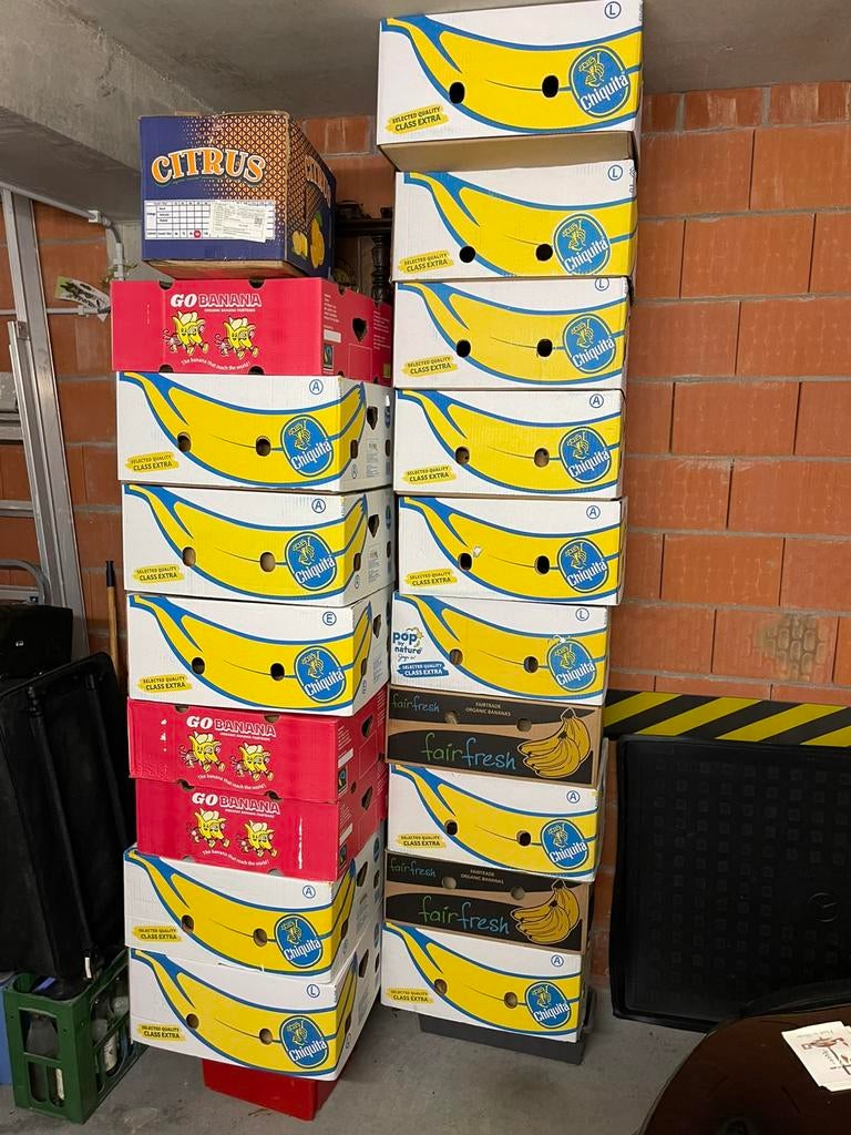 19 Bananendozen – Ideaal voor Verhuizing! Stevige kwaliteit, Doe-het-zelf en Bouw, Kratten en Dozen, Zo goed als nieuw, Doos, Ophalen of Verzenden