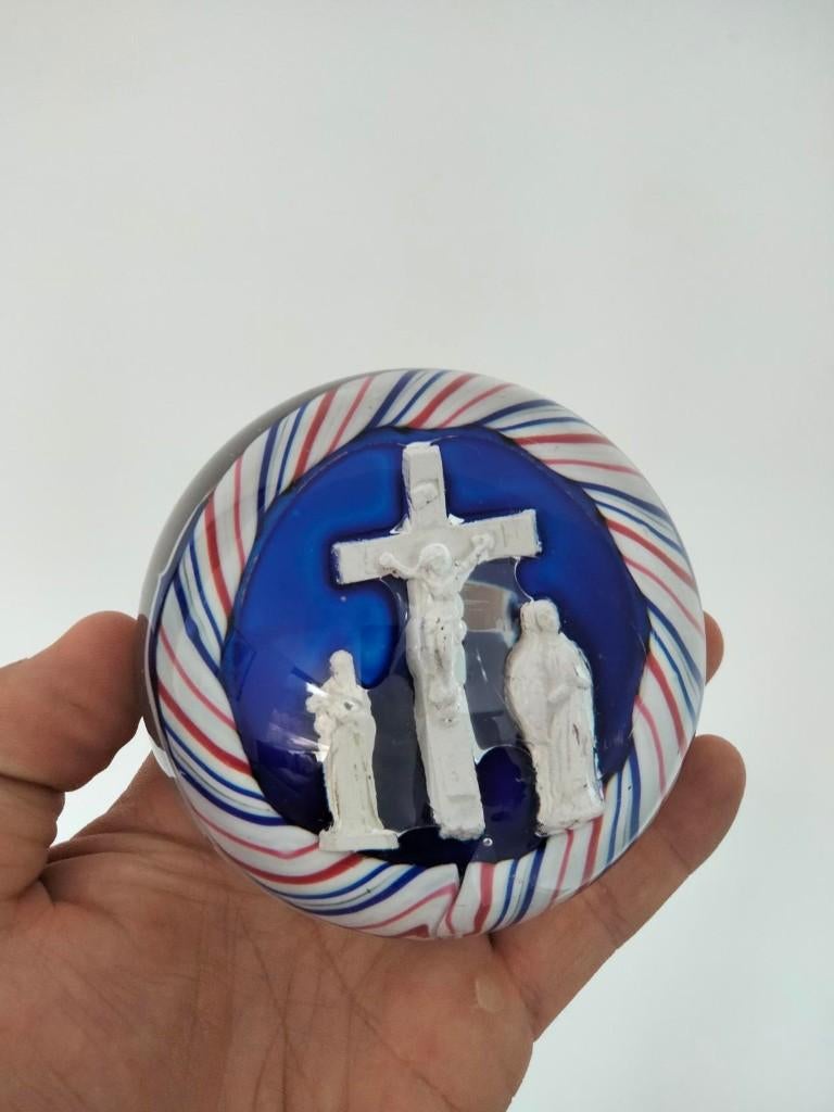 antiek presse papier glas religie religieus Murano ?, Antiek en Kunst, Ophalen of Verzenden