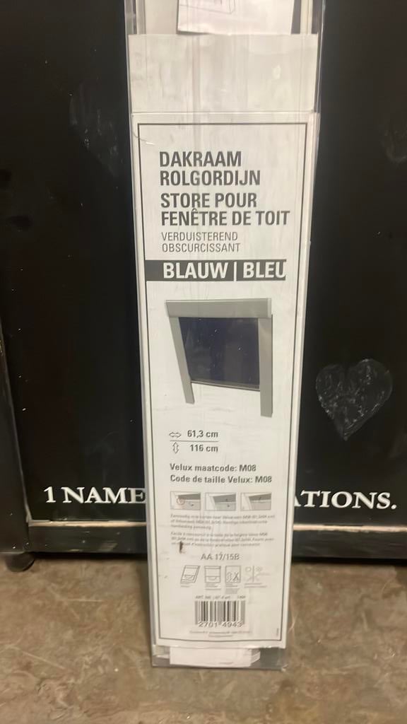 Dakraam rolgordijn, Huis en Inrichting, Stoffering | Gordijnen en Lamellen, Ophalen, Zo goed als nieuw, Blauw