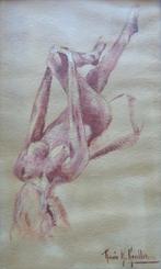 RENEE W. KUELLER / NAAKTE VROUW / ORIGINEEL / 52x32cm KADER, Ophalen of Verzenden