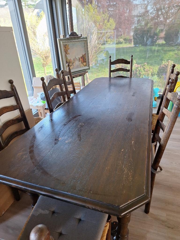 table + 8 chaises, Maison & Meubles, Enlèvement, Utilisé, 50 à 100 cm, 75 cm ou plus