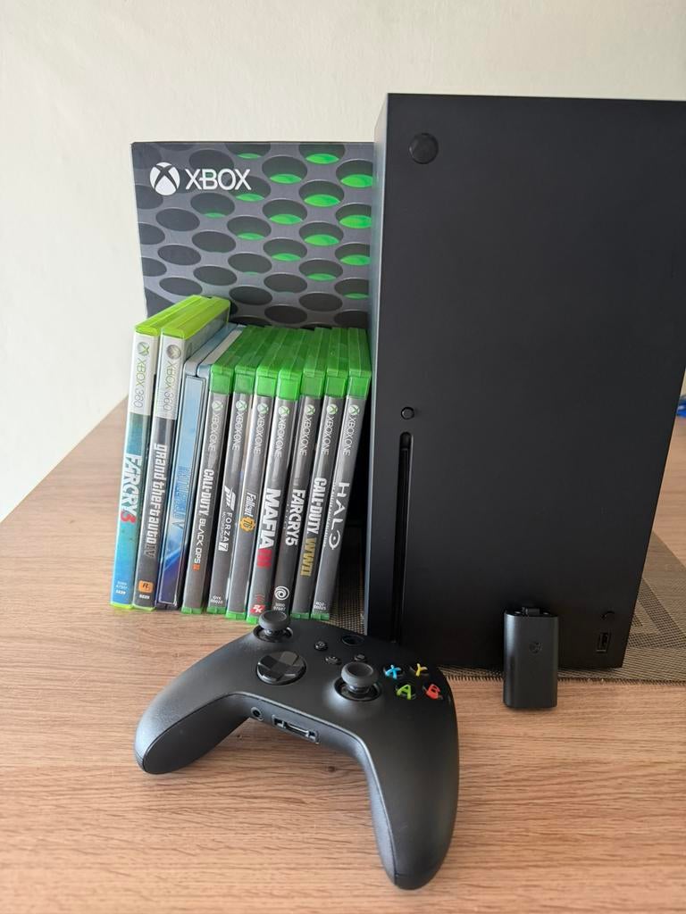 Xbox series x met games en oplaadbakje, Consoles de jeu & Jeux vidéo, Consoles de jeu | Xbox Series X & S, Enlèvement ou Envoi