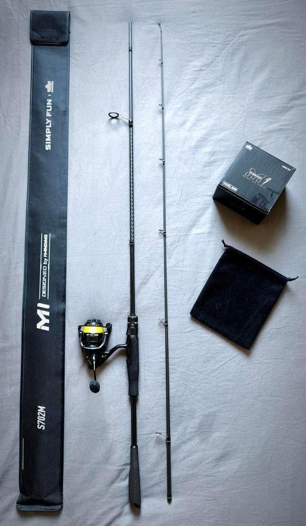 M1-hengel: 210 cm - 3,5/20 gr + M1-haspel: 1000 + vlechtwerk, Watersport en Boten, Hengelsport | Roofvissen, Nieuw, Complete set