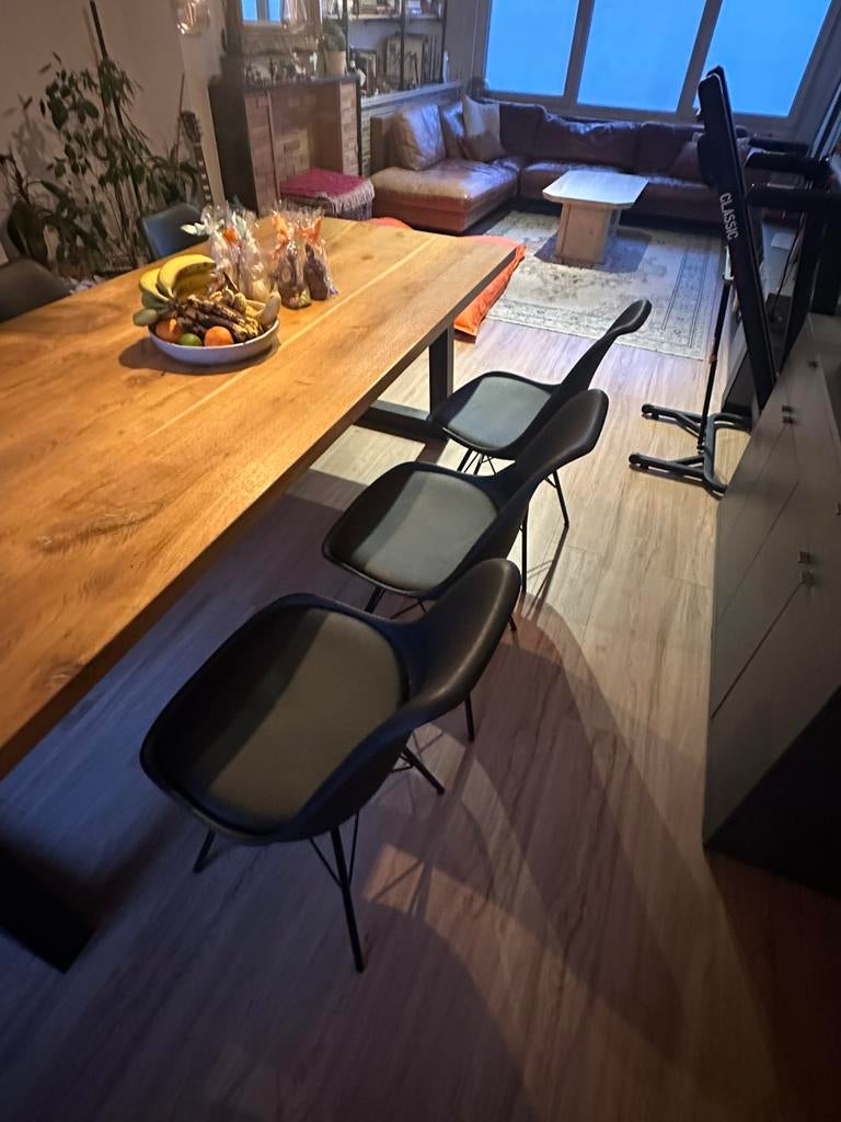 6x zwarte stoelen voor eettafel, Ophalen, Kunststof, Gebruikt, Zwart