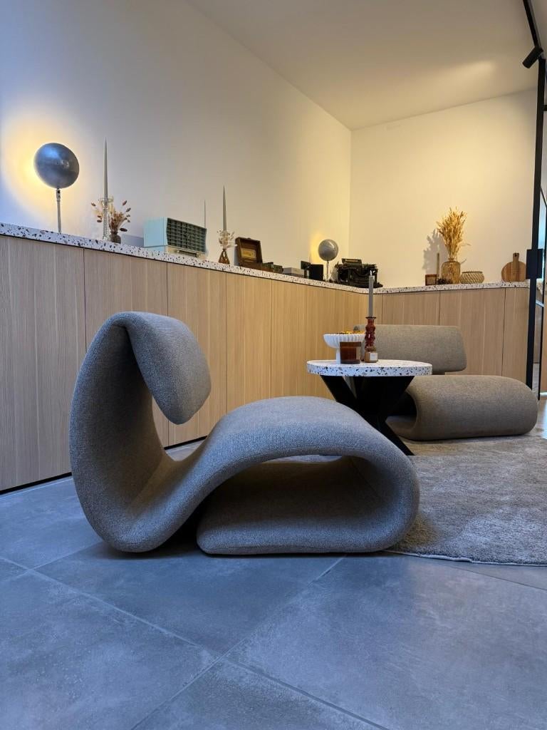 Set van 2 DUBNA lounge chairs – bouclé (Pebble Earth), Ophalen, Zo goed als nieuw, Stof