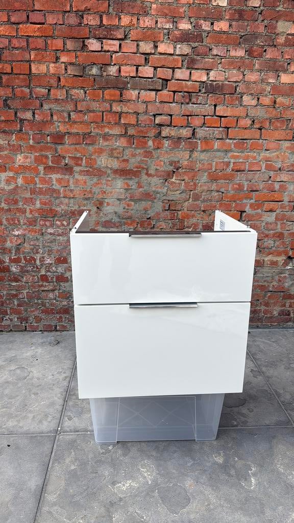 Badkamer kastje met 2 lades (wit hoogglans), Huis en Inrichting, Badkamer | Badkamermeubels, Ophalen, Gebruikt, 50 tot 100 cm