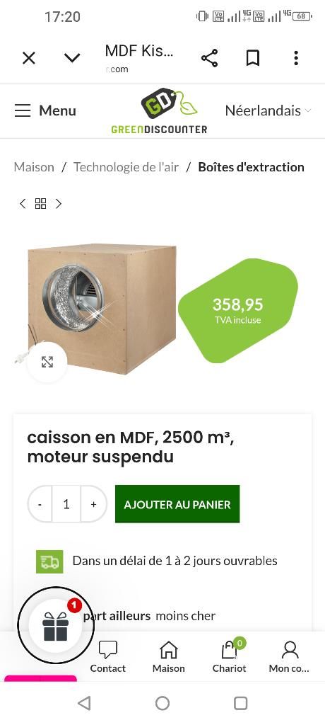 Extracteur d'air mdf 2500m3/h, Enlèvement, Extracteur