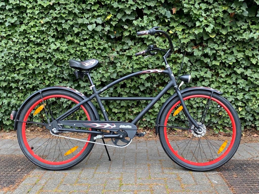 Electra Rat Rod 3i 26” Aluminum | Schijfrem | Rode velgen, Ophalen, Cruiser, Heren, Aluminium