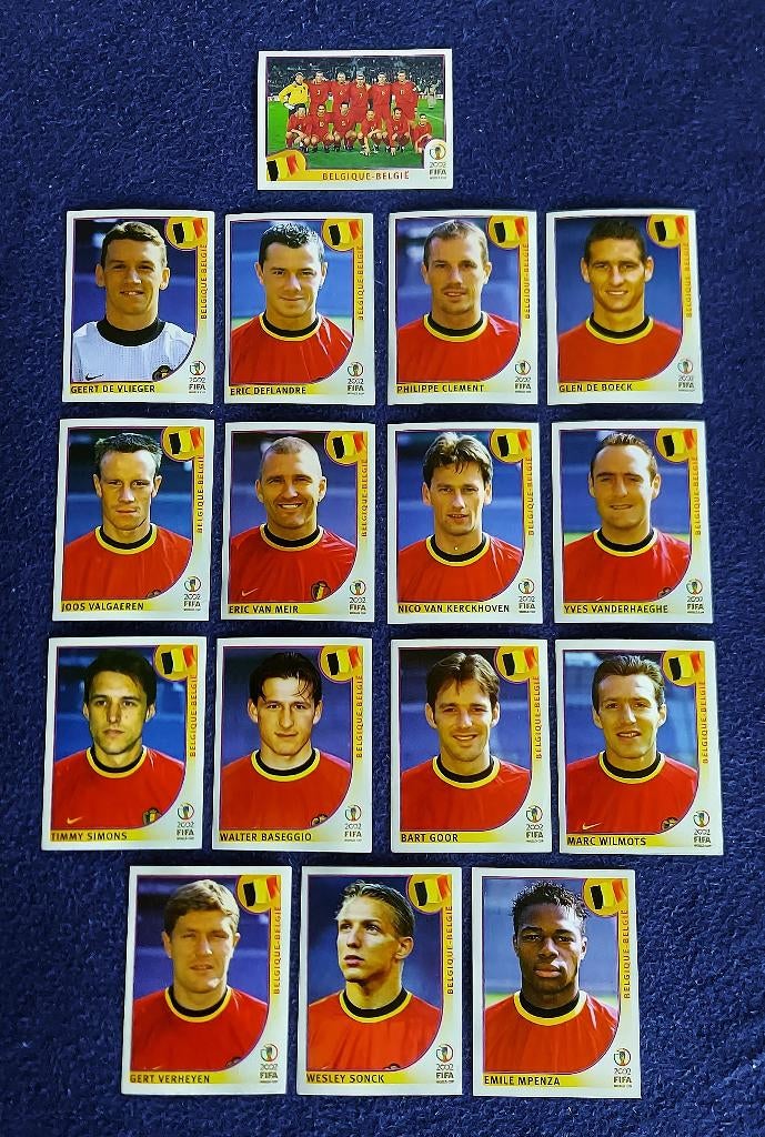 16 versch. Panini stickers voetbal 'WK 2002 - België ', Ophalen of Verzenden, Nieuw, Meerdere stickers