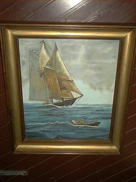 Antieke olieverf schilderij Zeilschip op volle zee, Antiek en Kunst, Ophalen