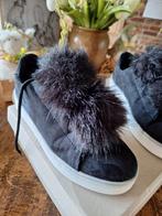 Sneakers met imitatiebont zwart, Bianco, Zwart, Ophalen of Verzenden, Zo goed als nieuw