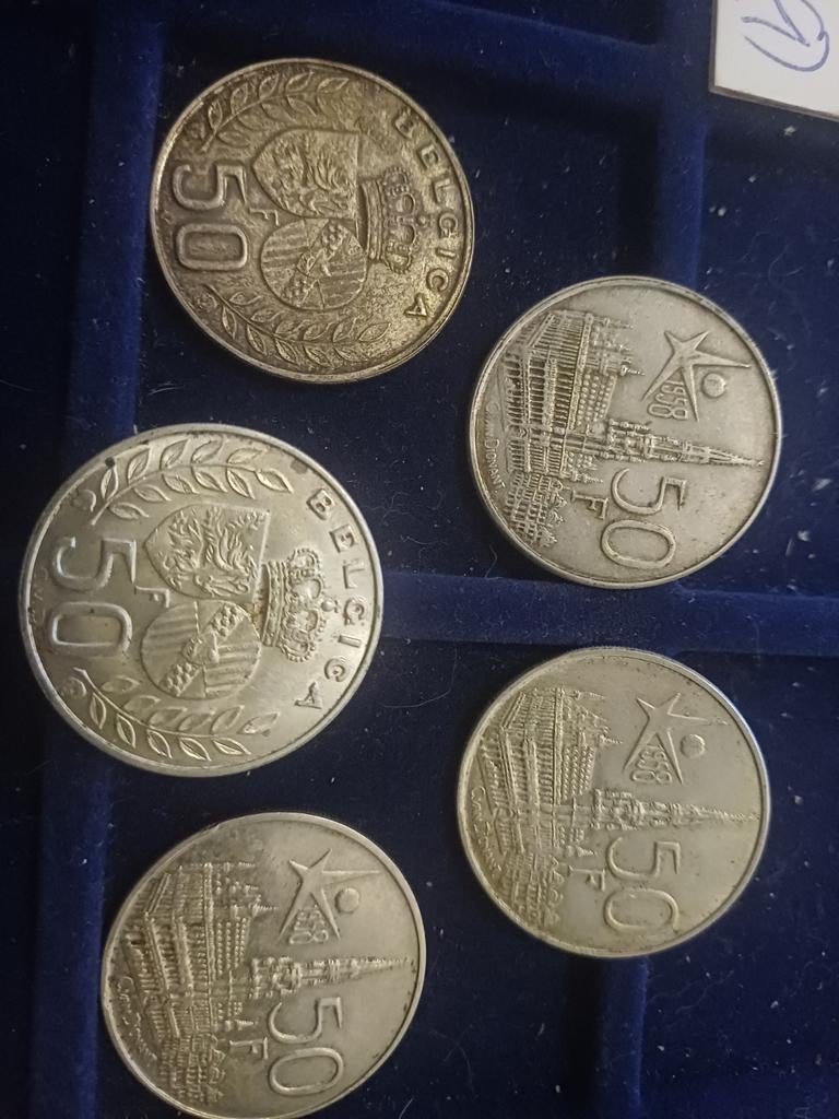 5 maal 50 frank belgie 1958-60 zilvet, Postzegels en Munten, Munten | België, Ophalen of Verzenden