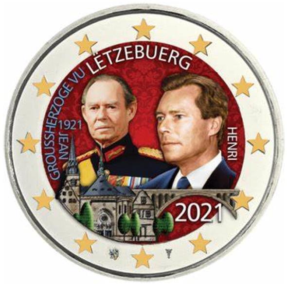 2 euros Luxembourg 2021 Jean I coloré, Enlèvement ou Envoi, Luxembourg, 2 euros