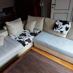 Salon en cuir blanc avec traces d'usage, Ophalen