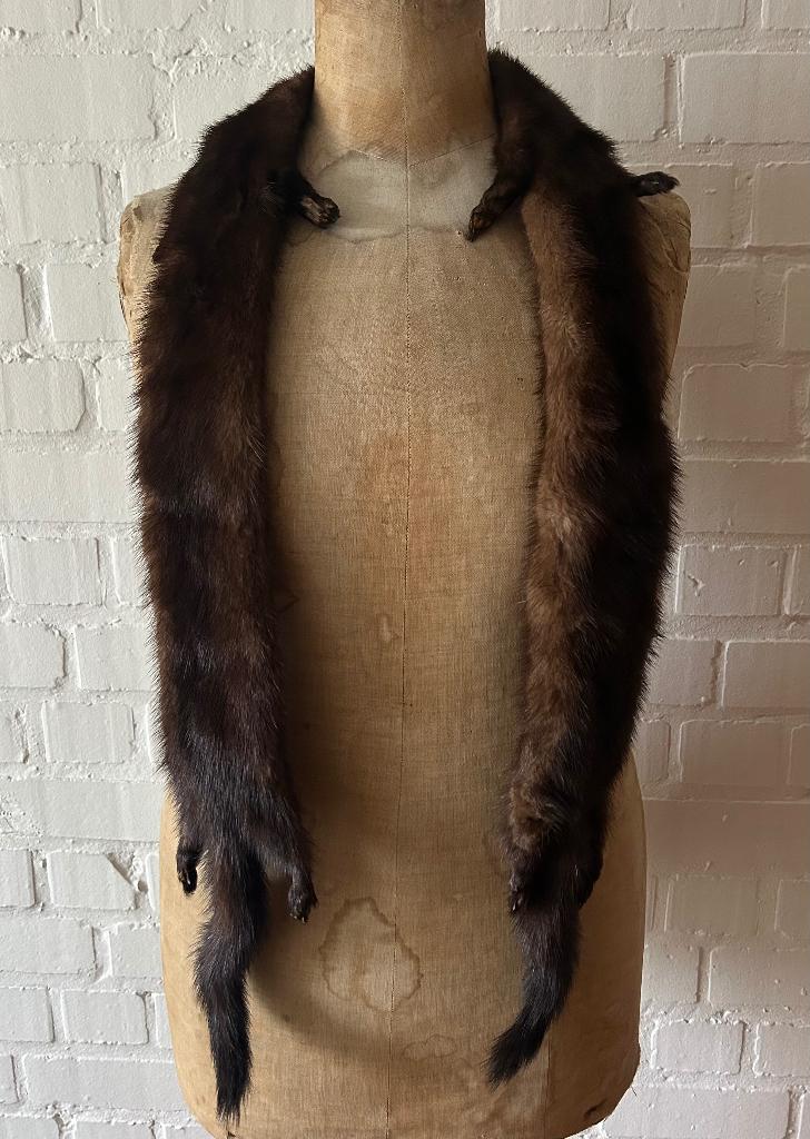vintage sjaal bont - nerts, Antiquités & Art, Antiquités | Vêtements et Textile, Enlèvement ou Envoi