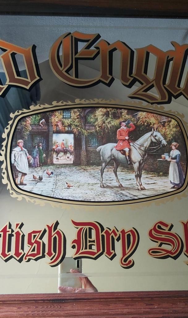 Grote Antieke Art Nouveau Old English Spiegel 1950 bar manca, Antiek en Kunst, Antiek | Spiegels, Ophalen