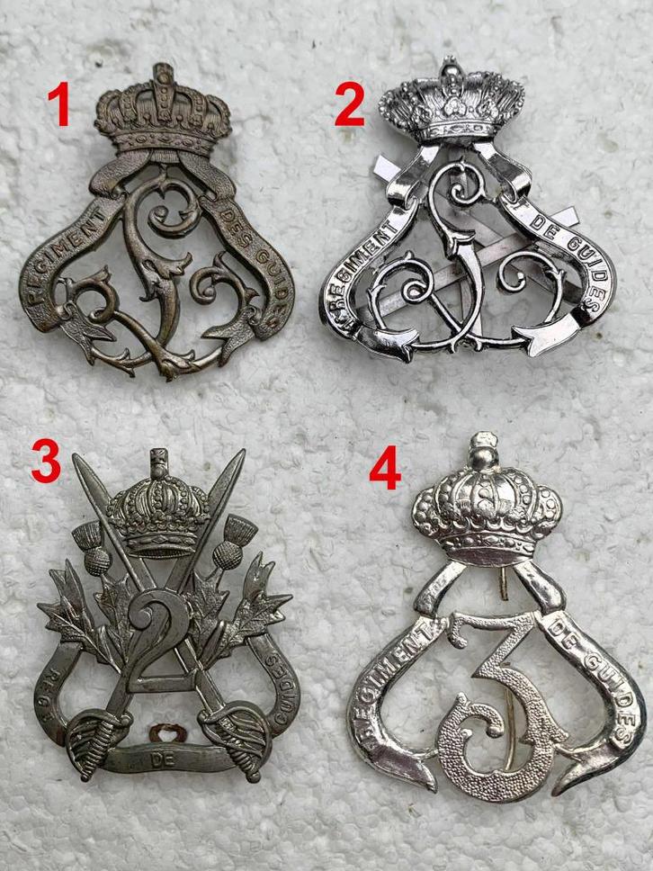 Kentekens, 4x Gidsen Regimenten, Muts Kentekens Variaties, Verzamelen, Militaria | Algemeen, Landmacht, Embleem of Badge, Ophalen of Verzenden