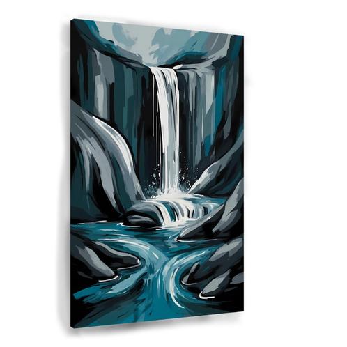 Waterval digitale kunst canvas 60x90cm - 18mm., Huis en Inrichting, Woonaccessoires | Schilderijen, Tekeningen en Foto's, Nieuw