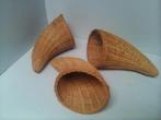 Set van 3 rieten horentjes - 17cm, Huis en Inrichting, Ophalen, Mand, Nieuw, Riet